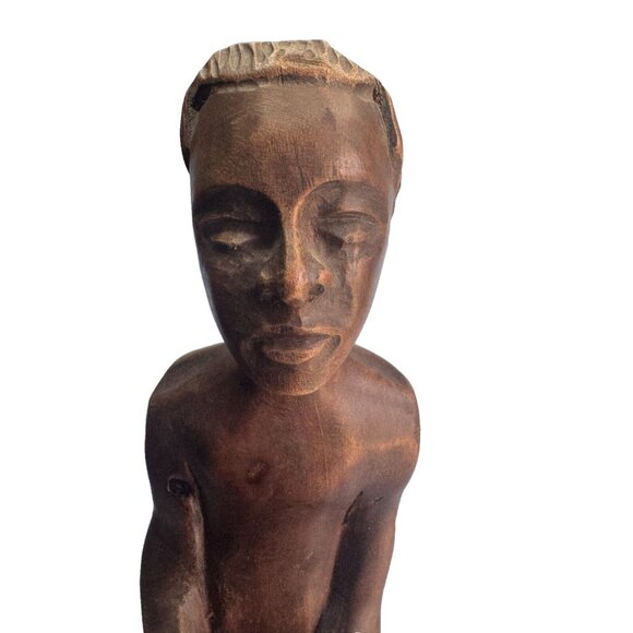 Vintage Hand-Carved Haitian Tribal Figurine Signed Simeon 16" Tall Solid Wood Sc - Picture 5 of 7